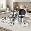 CGUCOOK Cross-border 15-piece stainless steel pot set, household multi-functional frying, stir-frying, deep-frying and soup pot, universal non-stick pan with silver handle stainless steel set Application Scenario